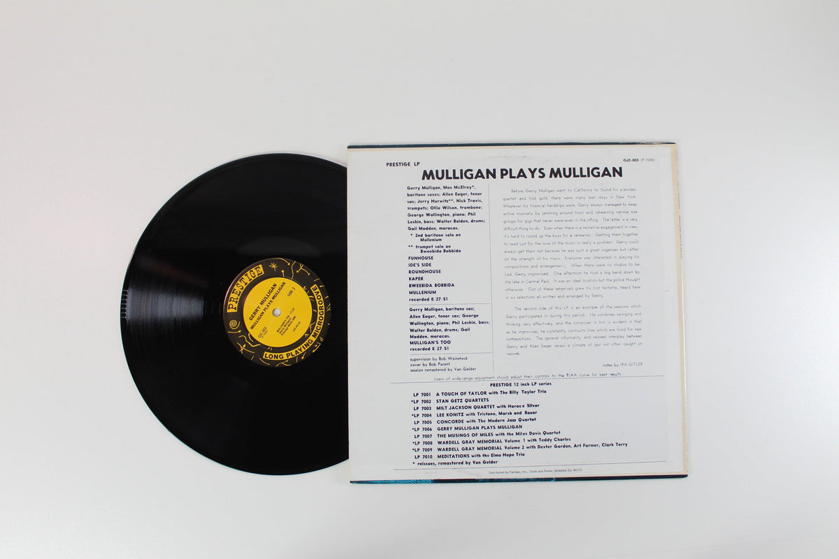 Gerry Mulligan - Mulligan Plays Mulligan on Prestige / Original Jazz Classics – Reissue